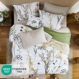 Full Comforter Set 8 PCS White & Green Dandelion Plant Comforter Set with Flowers Leaves Pattern