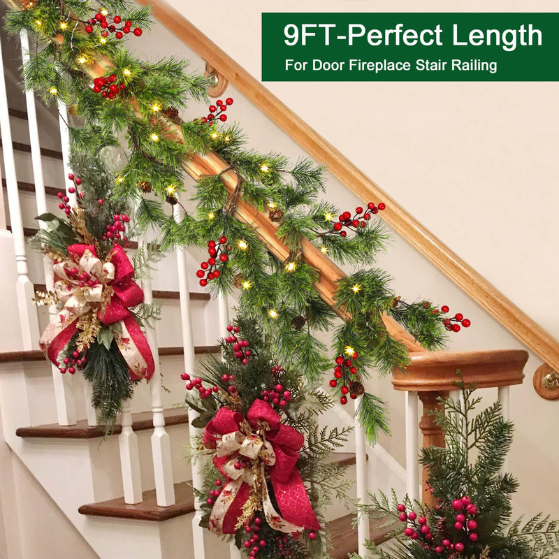 9FT Prelit Artificial Christmas Garland with Multi