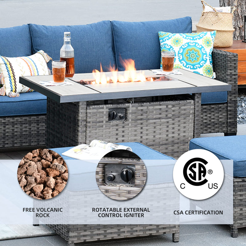 Patio Furniture Sets 6 PCS High Back Outdoor Wicker Rattan Patio Sofa Sectional Set