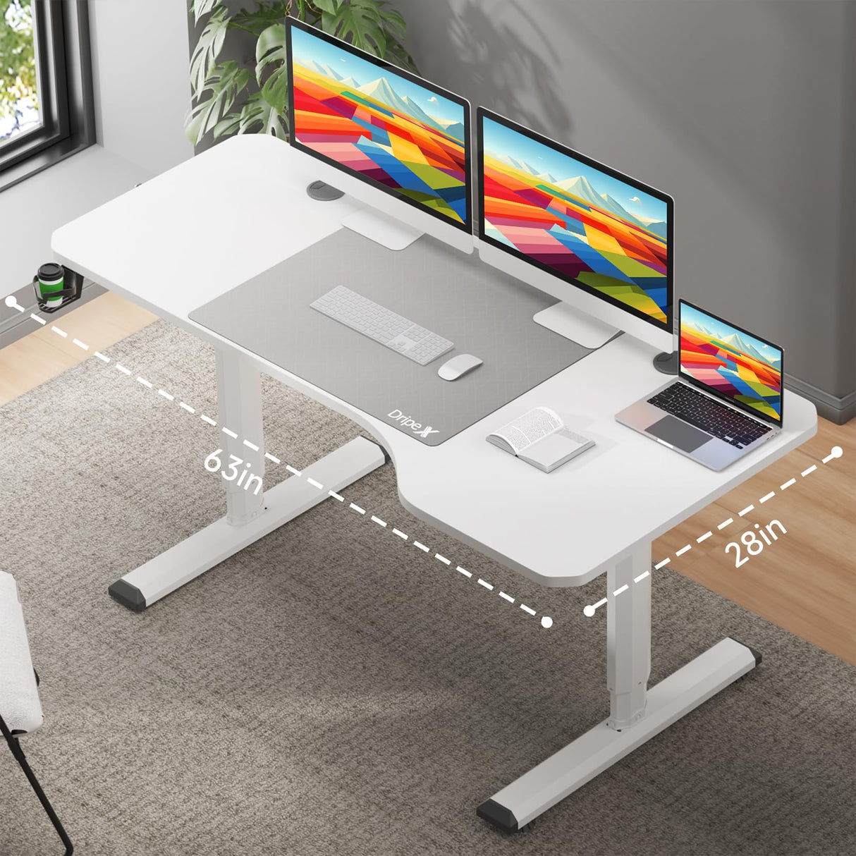 Electric Standing Desk, 63 x 30 Inch Adjustable