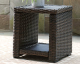 Grasson Lane Outdoor Rattan Square End Table with Storage