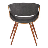 Butterfly Dining Chair in Charcoal Fabric and Walnut Wood Finish