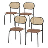 Faux Leather Dining Chairs Set of 4, Modern Rattan Back Chairs