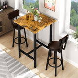 3 Piece Pub Dining Set, Modern bar Table and Stools for 2 Kitchen Counter