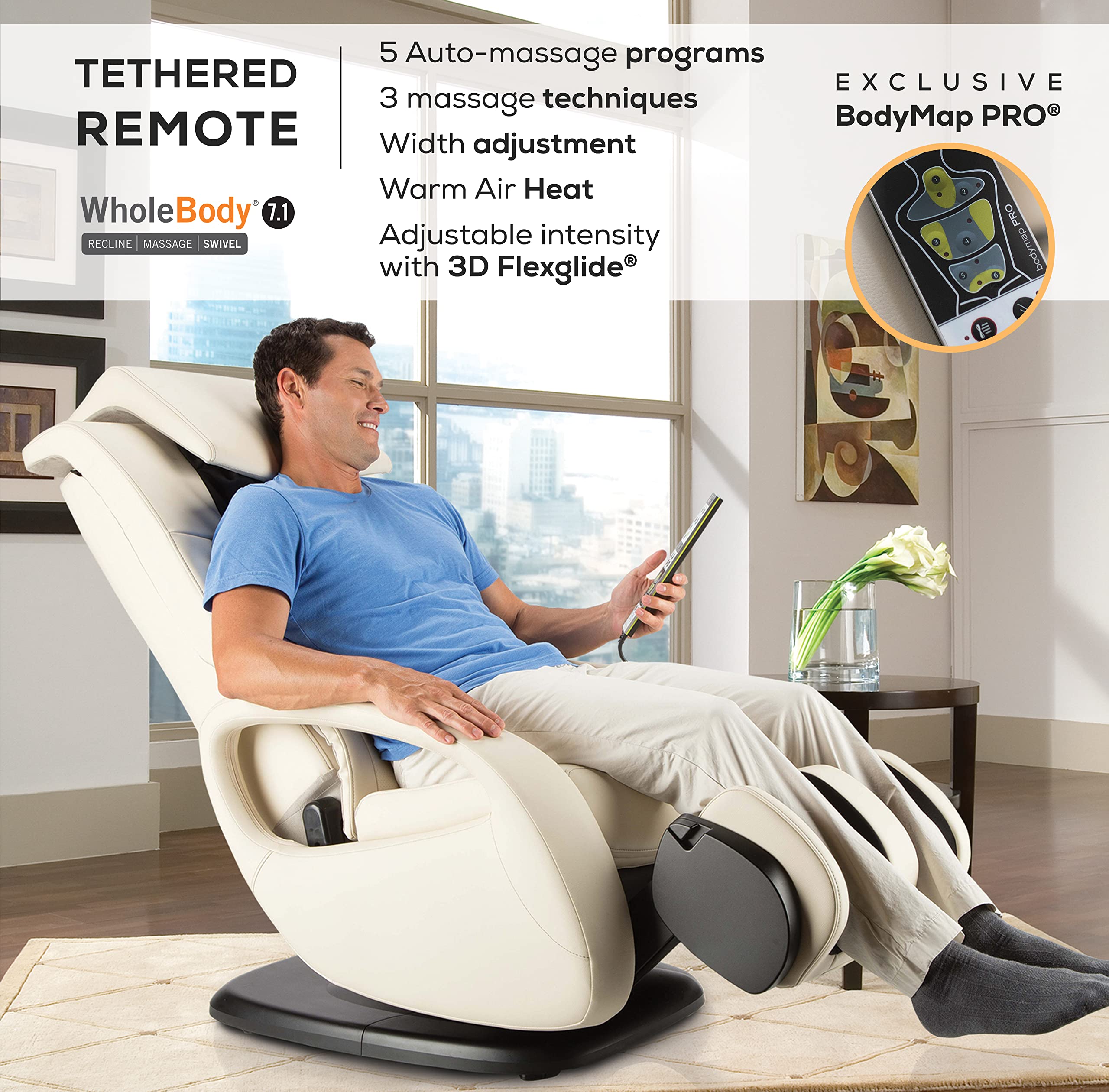 RejuvaGlide Massage Chair – 3D FlexGlide, Foot & Calf Ottoman
