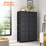 12 Drawer Dresser, Tall Dressers for Bedroom with Wooden Top and Metal Frame