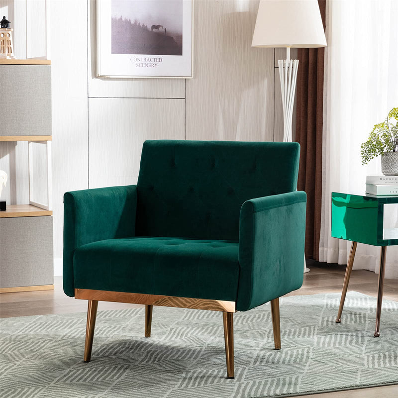 Modern Velvet Accent Chair, Living Room, Bedroom Leisure Single Sofa Chair (with Gold Metal feet)