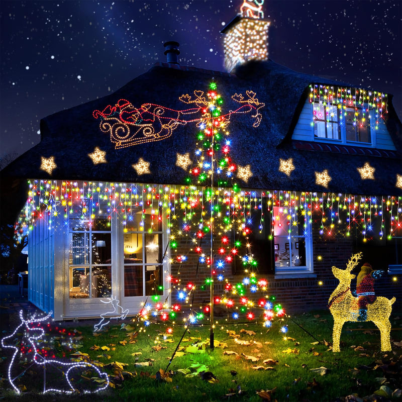 100 FT Christmas Lights Outdoor Decorations 900 LED 8 Lighting Modes with Timer Memory