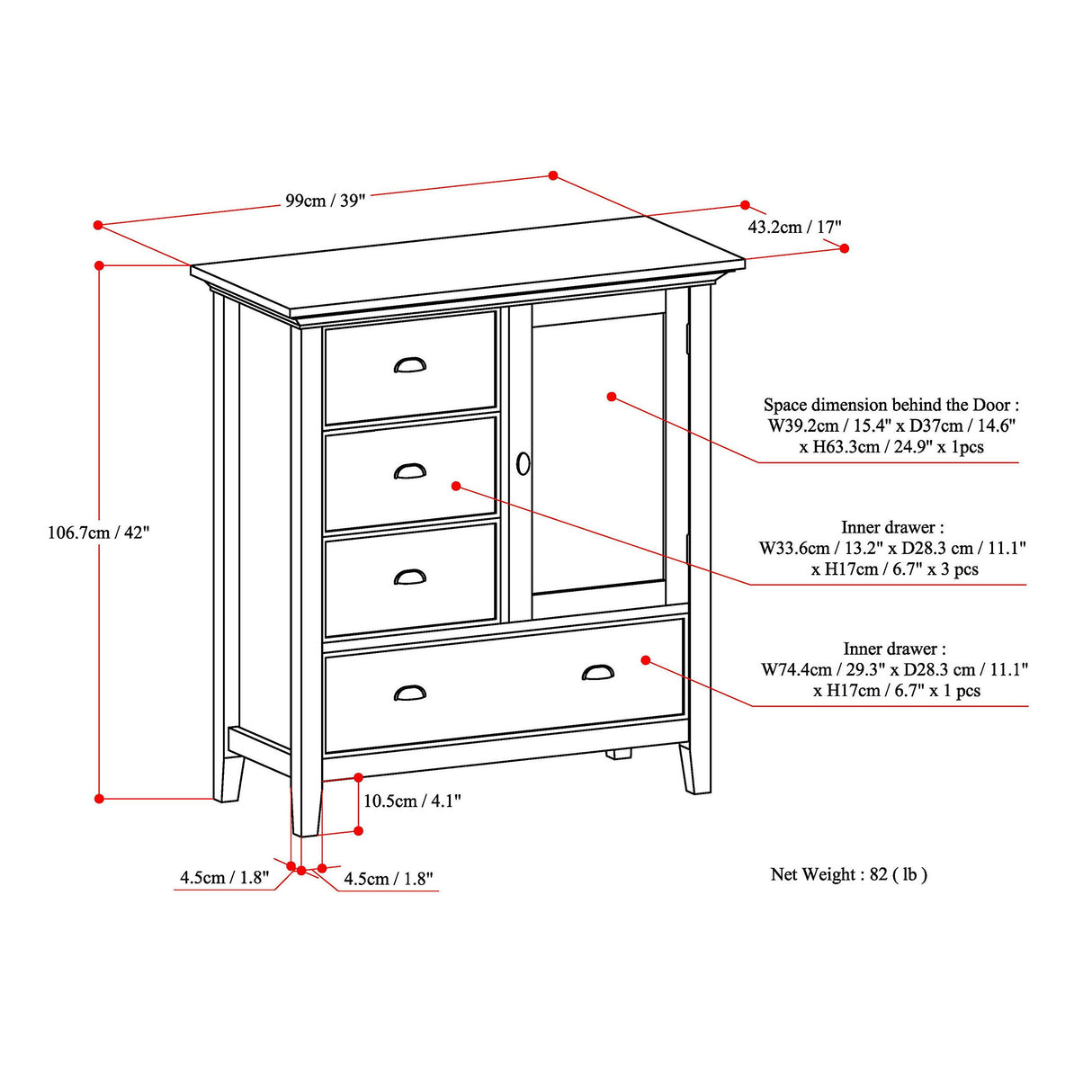 SIMPLIHOME Redmond SOLID WOOD 39 inch Wide Transitional