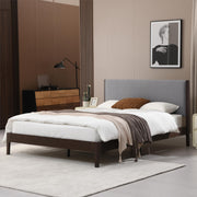 Solid Wood Upholstered Platform Bed Frame, Queen Size Bed Frame, Wood