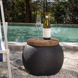 Outdoor Side Table,Black Drum Outdoor End Tables