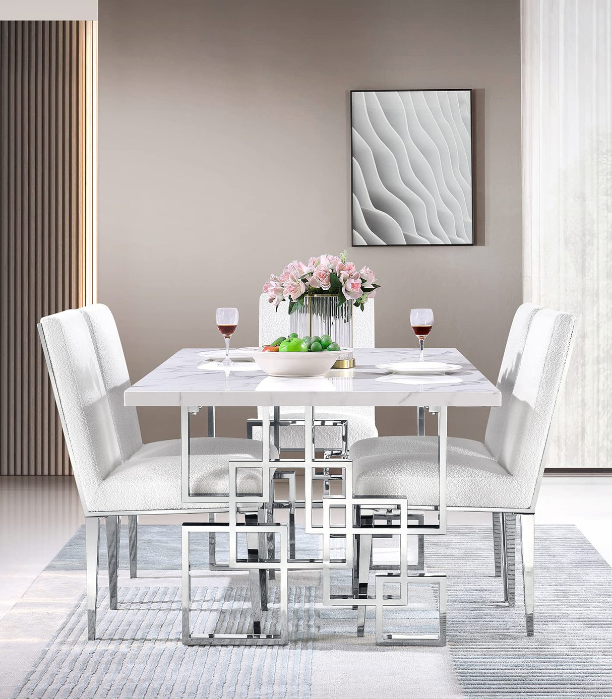 Dining Chairs,Upholstered Dining Chairs and Back Metallic Geometric Design