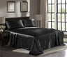 Satin Sheets Queen 4-Piece, Black Hotel Luxury Silky Bed Sheets