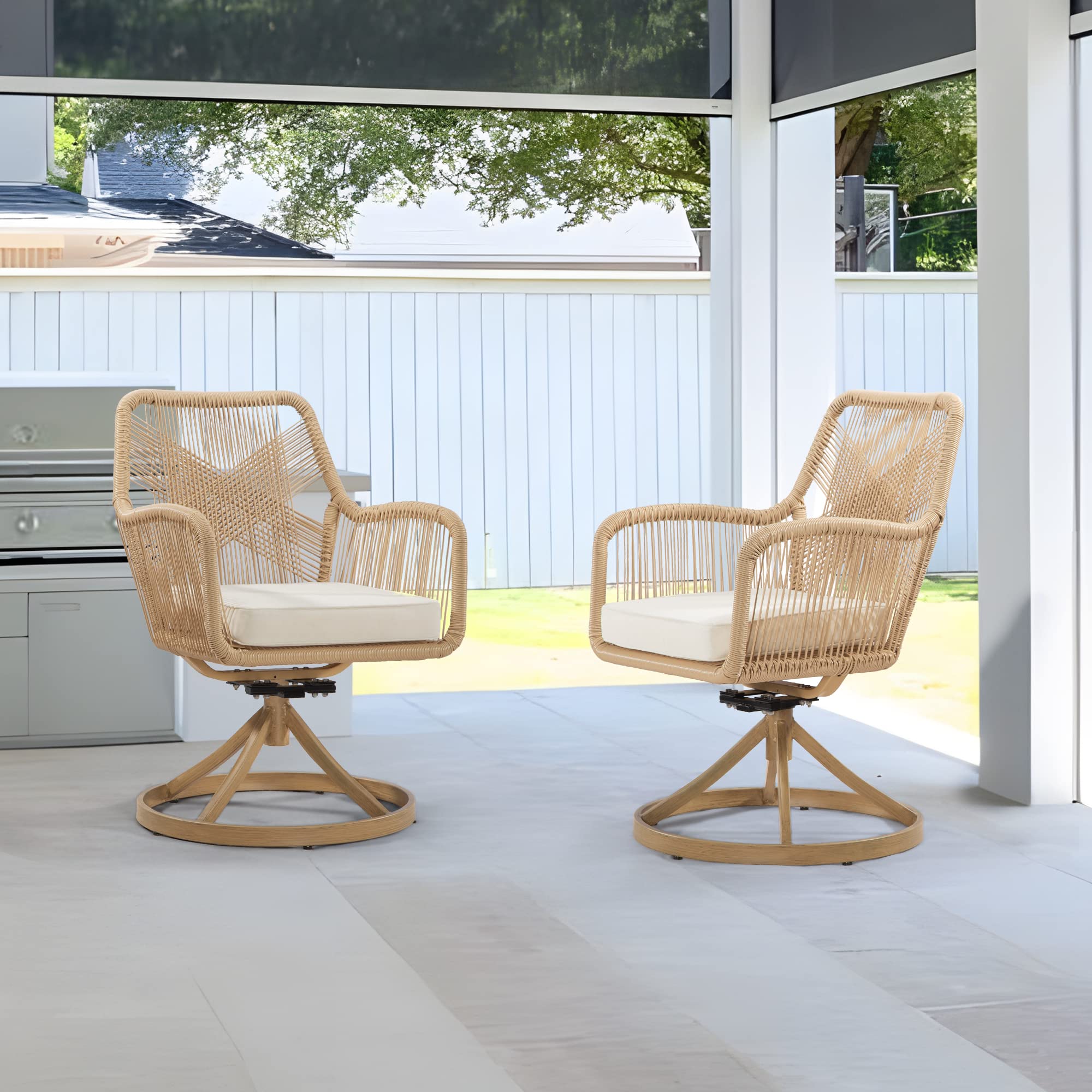 Patio Wicker Dining Chair - Outdoor All Weather Rattan Glider