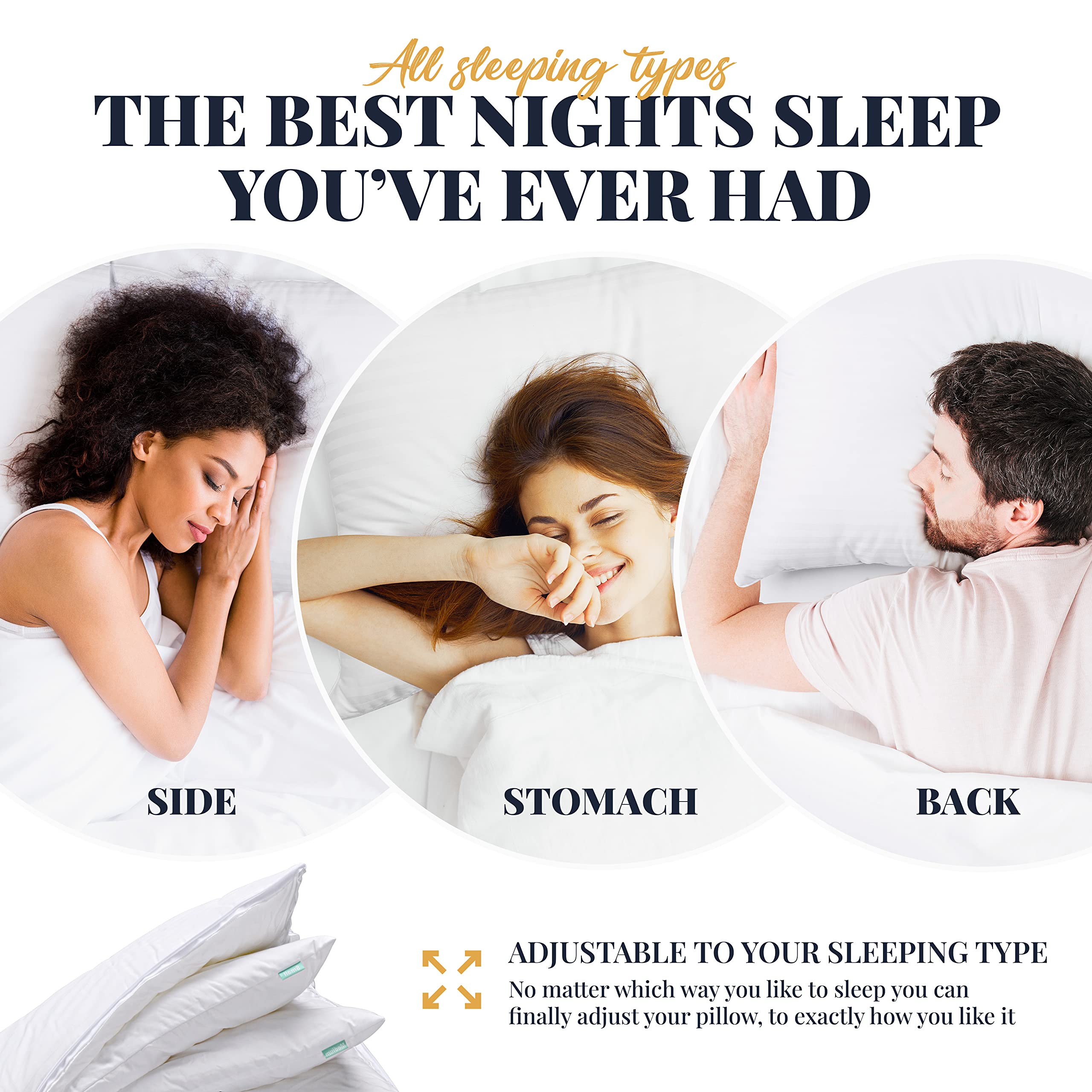 Adjustable Layer Pillows for Sleeping - Set of 2, Cooling, Luxury Pillows
