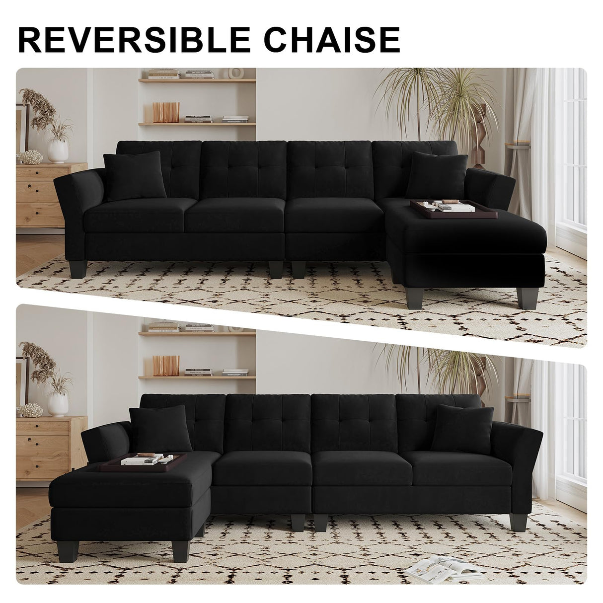 Sofa 4 Seat Sofa with Chaise Convertible