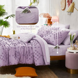 Queen Comforter Set, Purple 8 Pieces Aesthetic Pom Comforter Sets