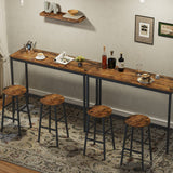 Narrow Bar Table, 47.2-Inch Rectangular Pub Table with Sturdy Metal Frame