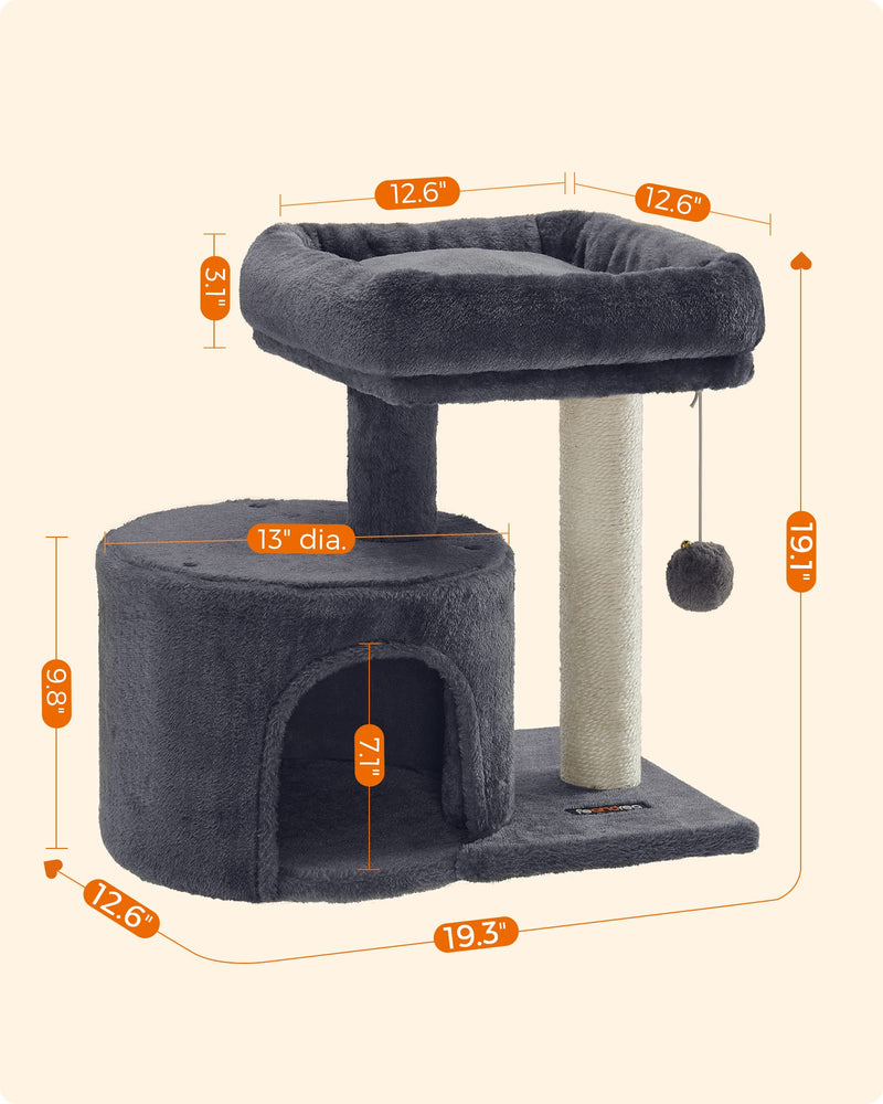 Cat Tree, Cat Tower with Sisal-Covered Scratching Post, Cat Condo with Padded Perch