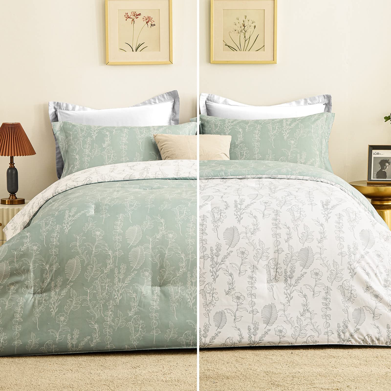 Floral King Size Comforter Set for King Bed Farmhouse Boho Bedding Comforter Sets