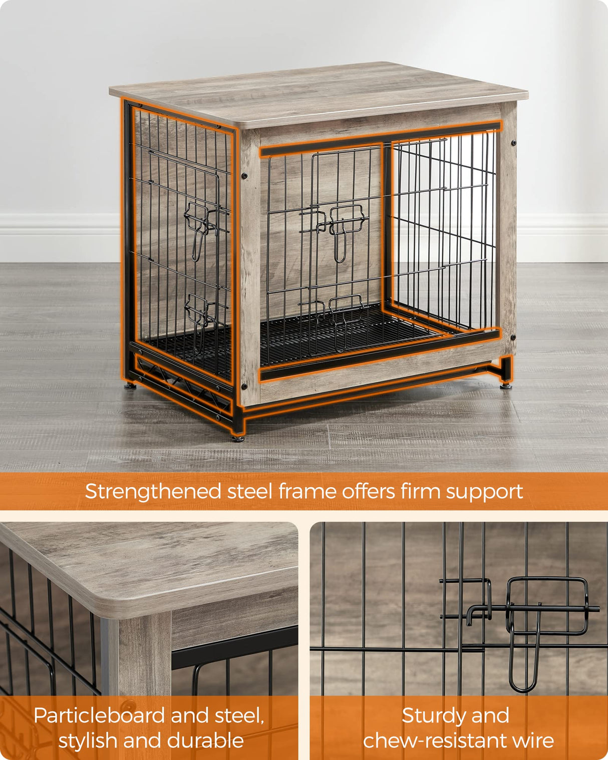 Dog Crate Furniture, Side End Table, Modern Kennel for Dogs ,Heavy-Duty Dog Cage