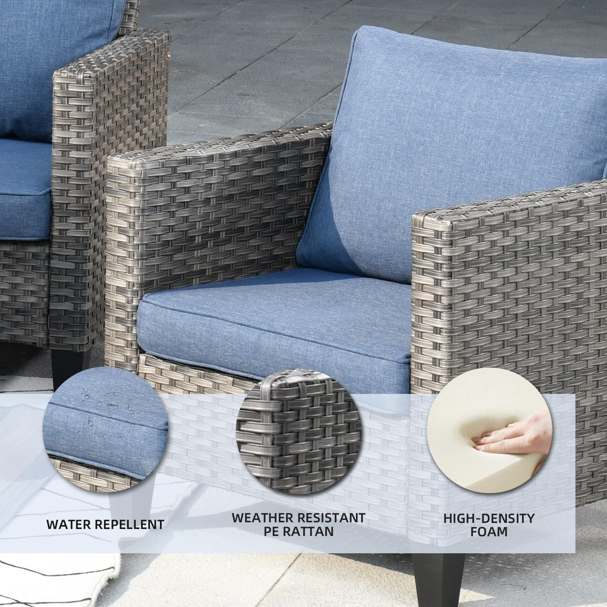 Back Outdoor Wicker Rattan Patio Sofa Sectional Set