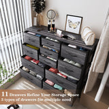 11 Drawers Dresser for Bedroom Wide Dressers & Chests of Drawers with Wood Top