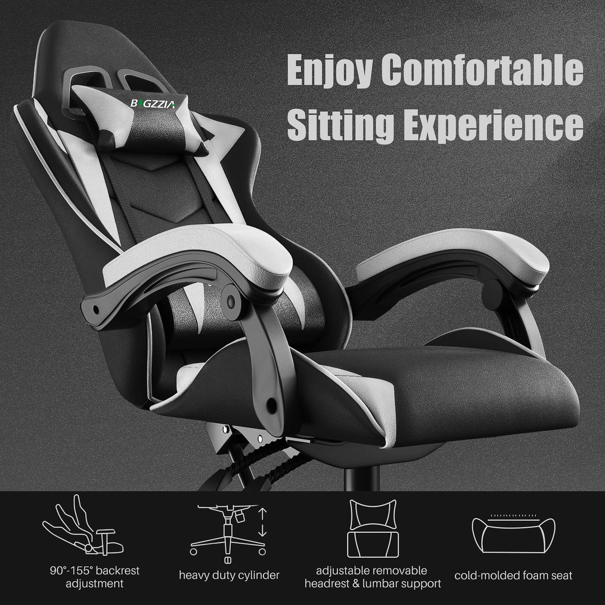 Gaming Chair Office Chair, Reclining High Back PU Leather