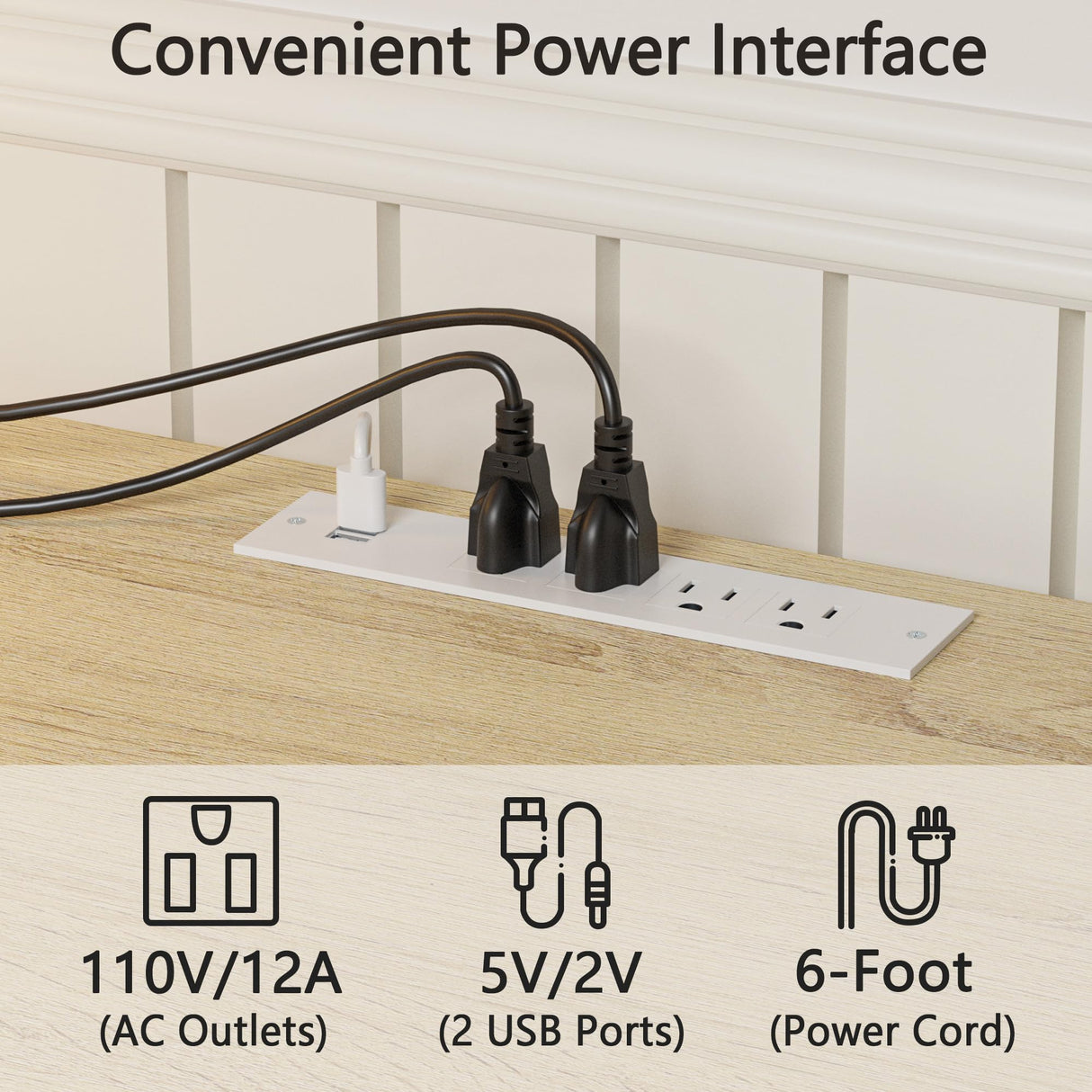 Fireplace TV Stand with Power Outlet and LED Light