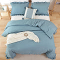 Comforters Queen Size Mineral Blue Comforter Set Queen 3PCS(1 Ruffled Comforter Set