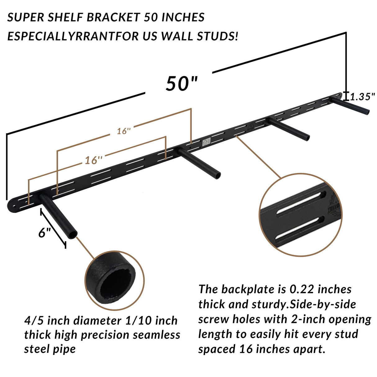 Floating Shelves 60 inch Long 8 "deep Set of 2, Heavy Duty Wood Wall Mounted Shelves