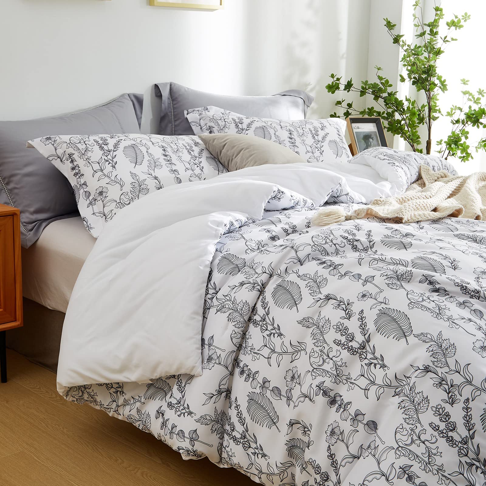 Floral Queen Size Comforter Set for Queen Bed Farmhouse Boho Bedding Comforter Sets