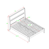 Mid Century Modern Wood Queen Platform Bed Frame Headboard