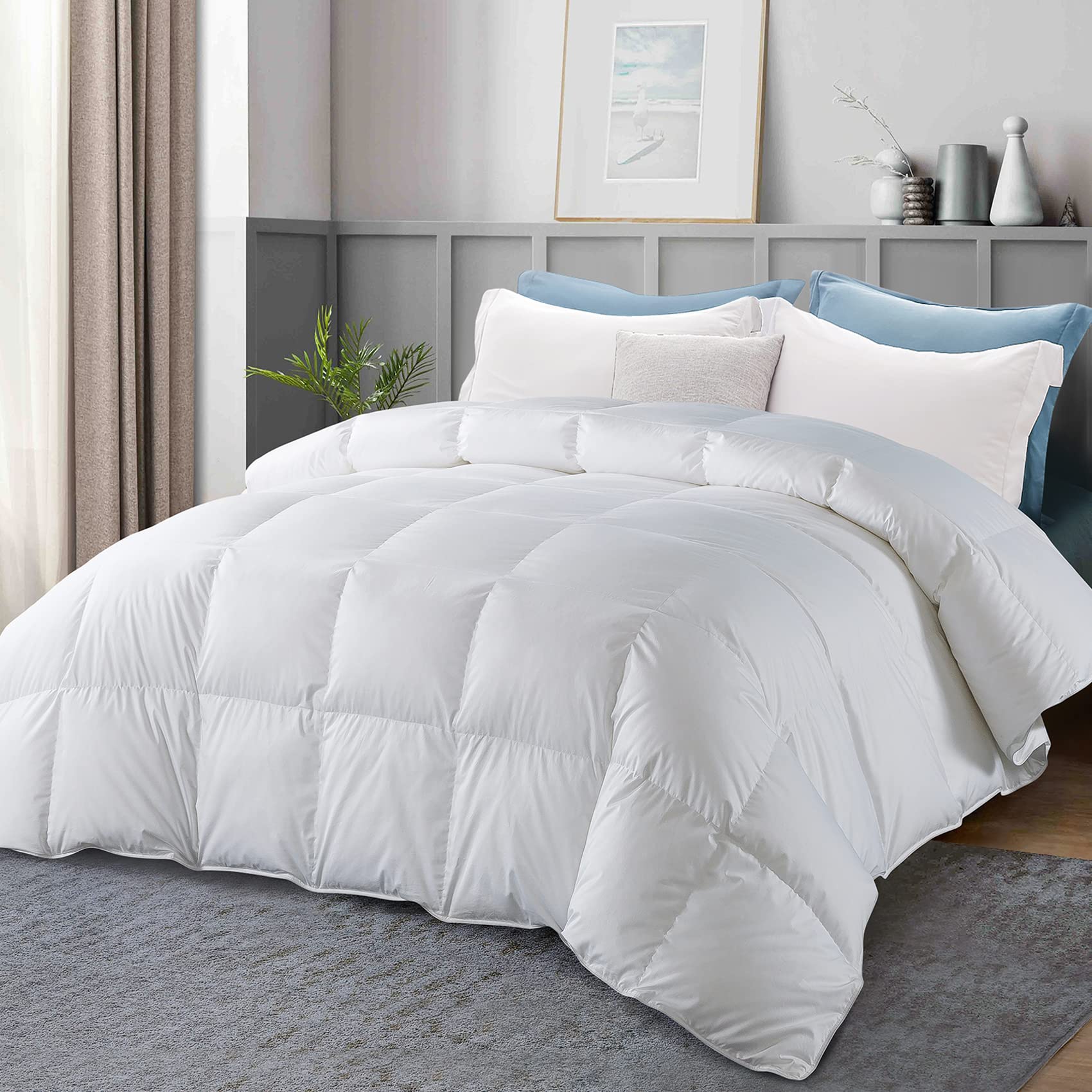 Queen Size Feather Comforter, Filled with Feather and Down