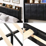 Upholstered Bed Frame King Size with Headboard, Platform King Bed Frame