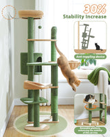 Cactus Cat Tree, Tall Cat Tree for Large Cat, Multi-Level Cat Tower