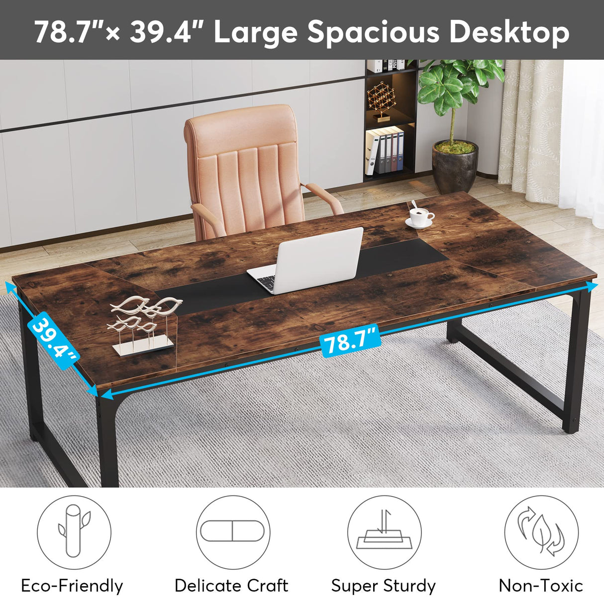 Modern Computer Desk, 78.7 x 39.4 inch X Large Executive Office