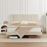 King Size Bed Frame Upholstered Platform with Complete Headboard and Strong Wooden