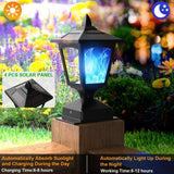 Solar Post Flame Light, Outdoor Deck Fence Post Cap LED Light, Waterproof