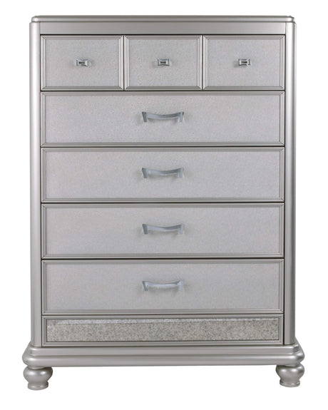 Coralayne Glam 5 Drawer Chest with Faux Shagreen Drawer Fronts