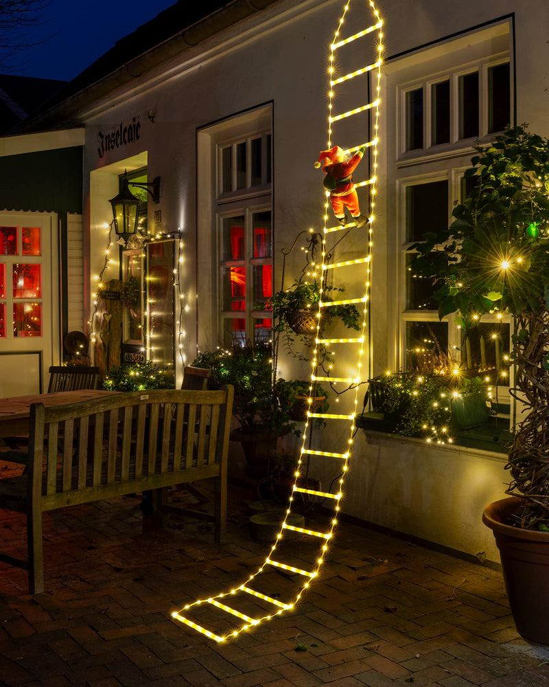 LED Christmas Lights - 10ft Christmas Decorative Ladder Lights with Santa Claus