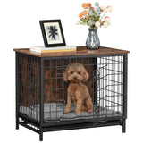 Dog Crate Furniture, Wooden Dog Kennel with Removable Tray, Heavy-Duty Dog Cage