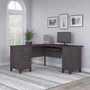 Somerset L Shaped Desk with Storage in Storm Gray Corner