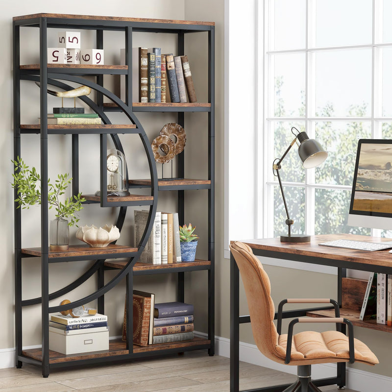 Bookshelf Industrial 5 Tier Etagere Bookcase