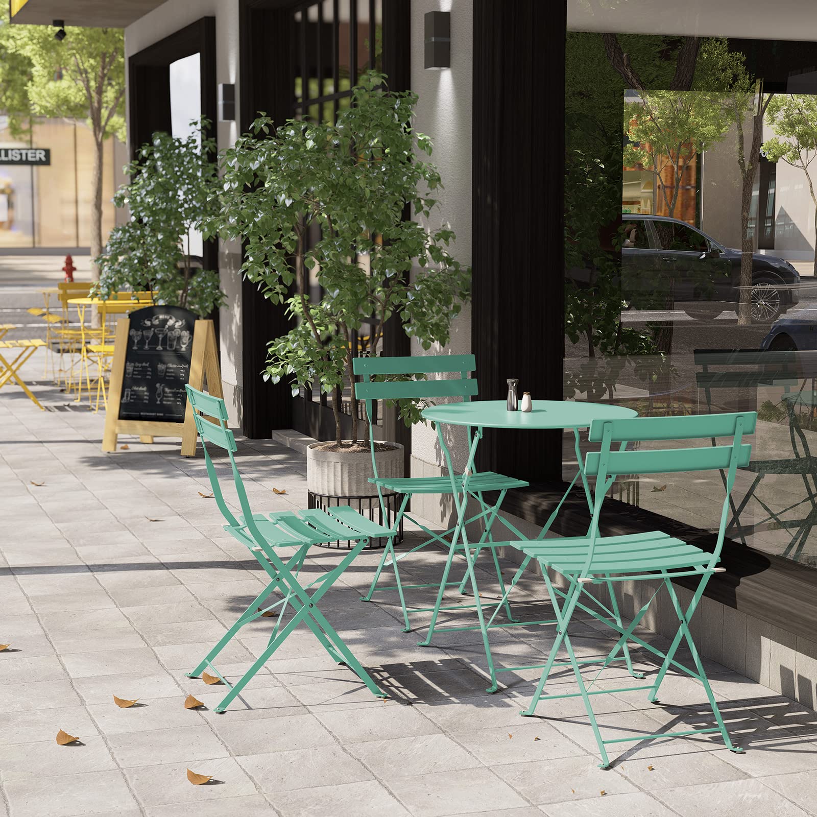 3-Piece Bistro Set Folding Outdoor Furniture Sets with Premium Steel Frame