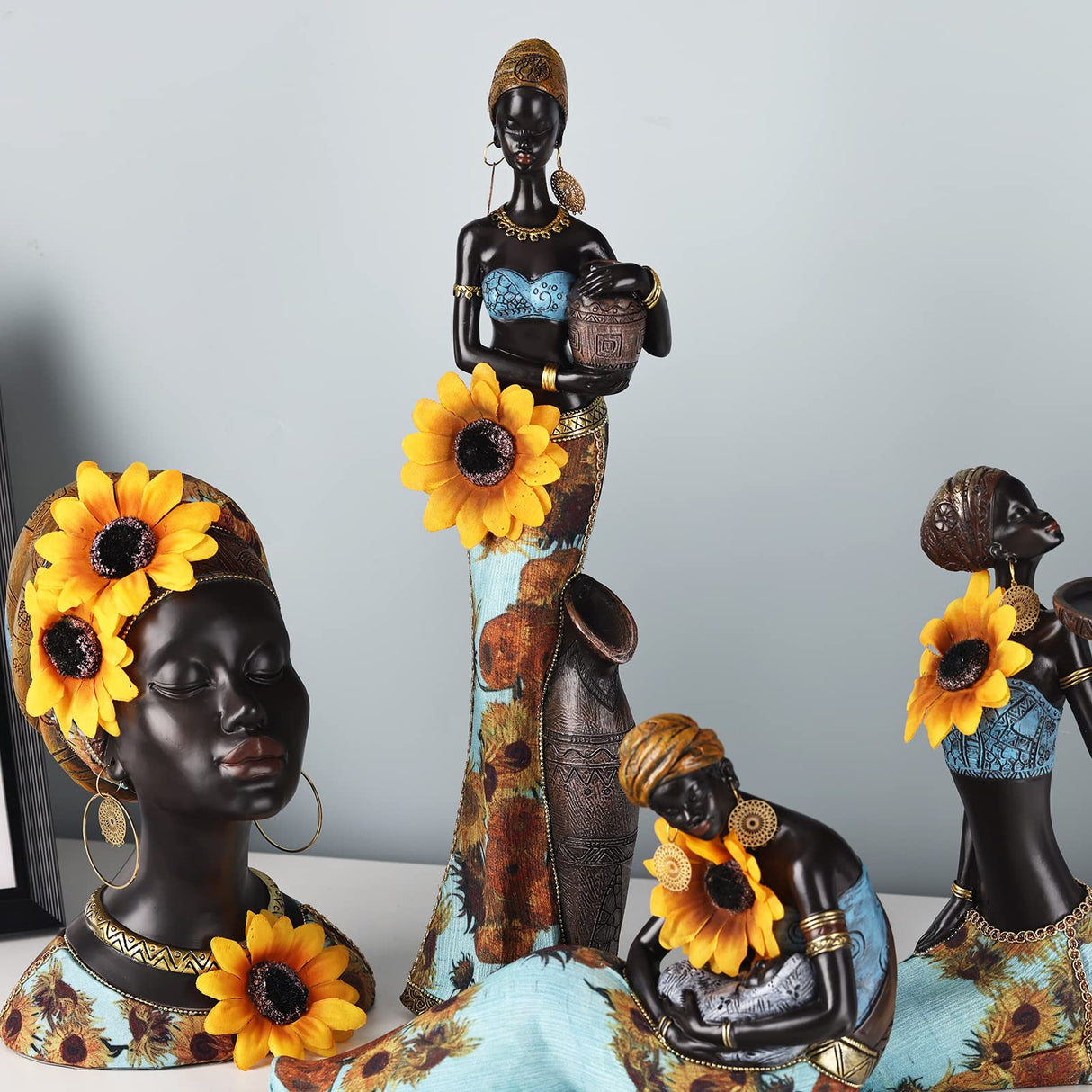 African Statues and Sculptures, Art Bust Statue, Sunflower Figurines