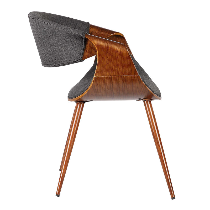 Butterfly Dining Chair in Charcoal Fabric and Walnut Wood Finish