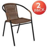 2 Pack Medium Brown Rattan Indoor-Outdoor Restaurant