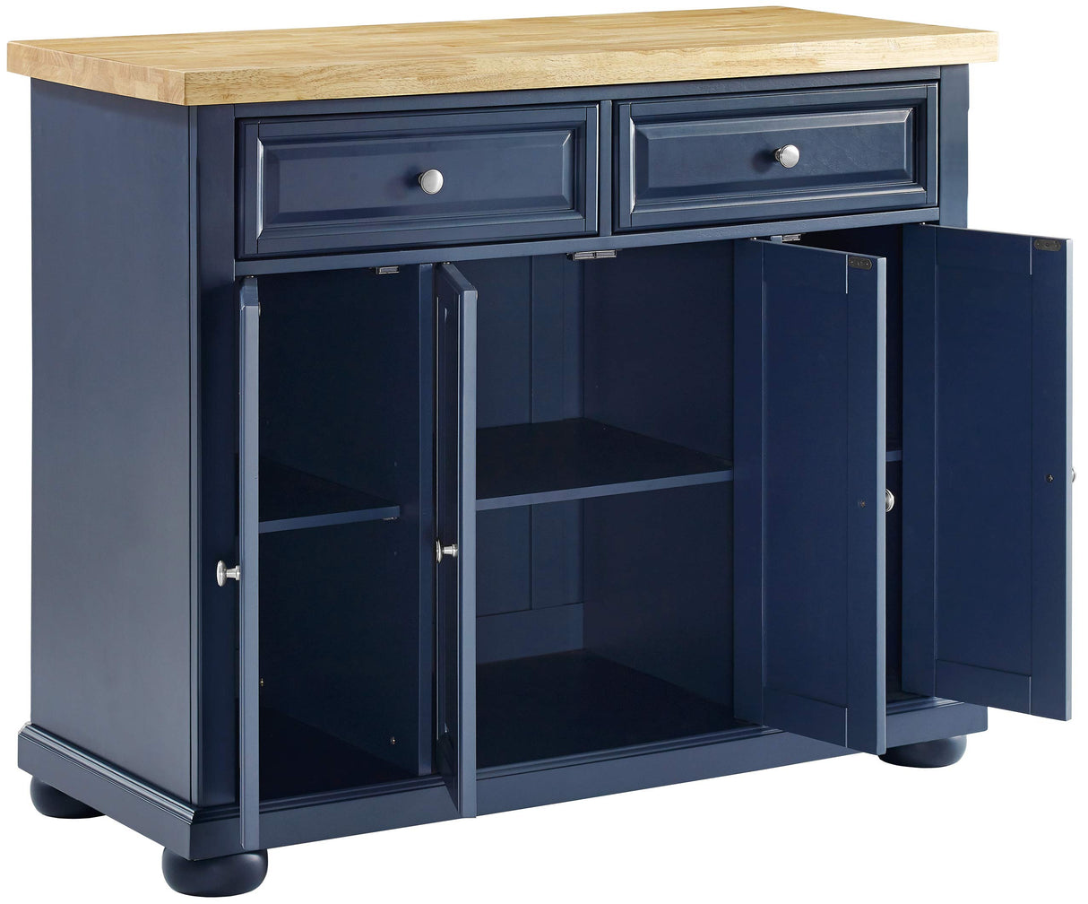 Madison Kitchen Island with Butcher Block Top, Navy