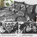 Grey Comforter Set Queen Size, 7 Pieces Bohemian Damask Comforter Set